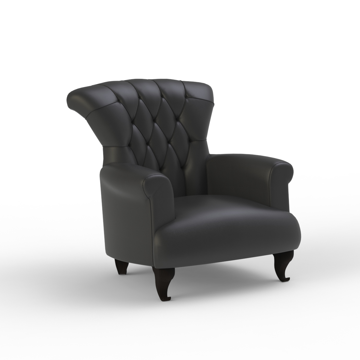 Classic Leather Black Armchair 03 3D Model