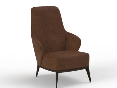 Nabuk Brown Armchair 07 3D Model