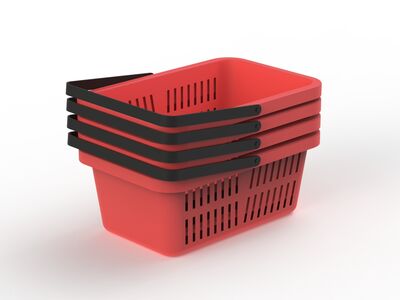 Shopping Plastic Red Basket 01 3D Model