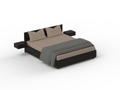 Bed Double Brown Wood_01