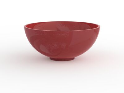 Ceramic Red Round Bowl 03 3D Model