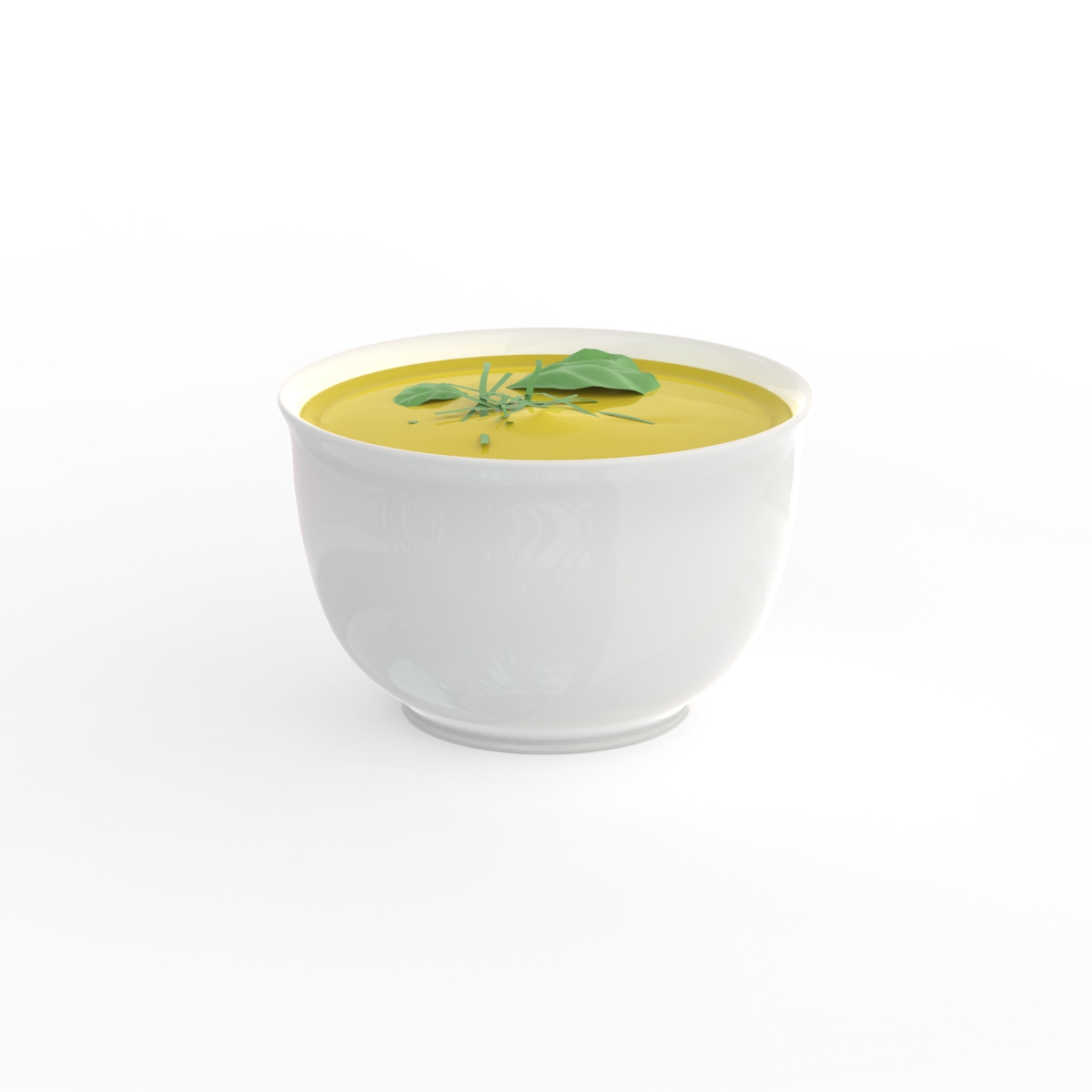 Ceramic White Round Soup Bowl 01 3D Model