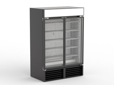 Black Double Glass Door Cooler 01 3D Model