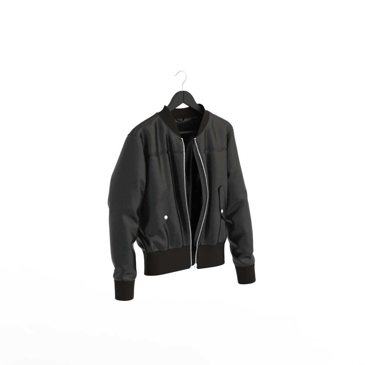 Black Leather Hanged Coat 01 3D Model