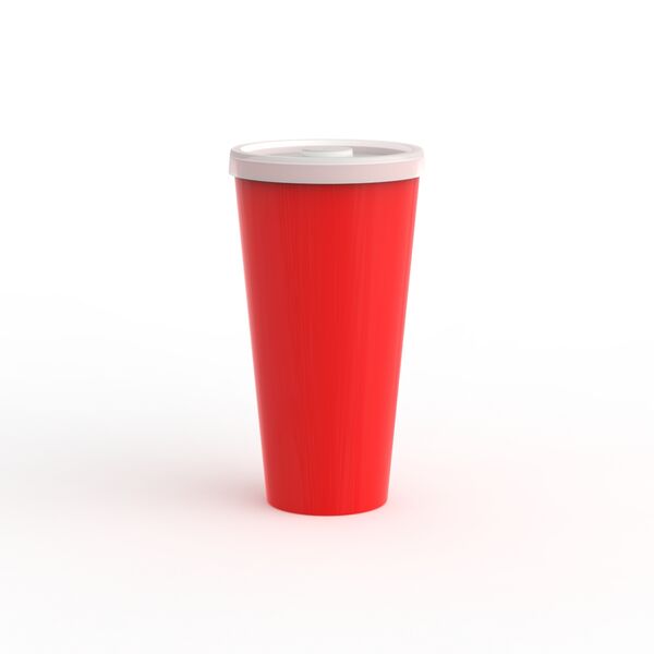 Drinking Cup Paper Red With Lid_01