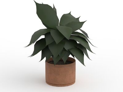 With Plant Flowerpot 03 3D Model