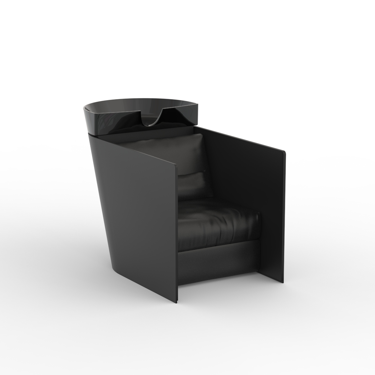 Black Leather Seat Hairdresser 01 3D Model