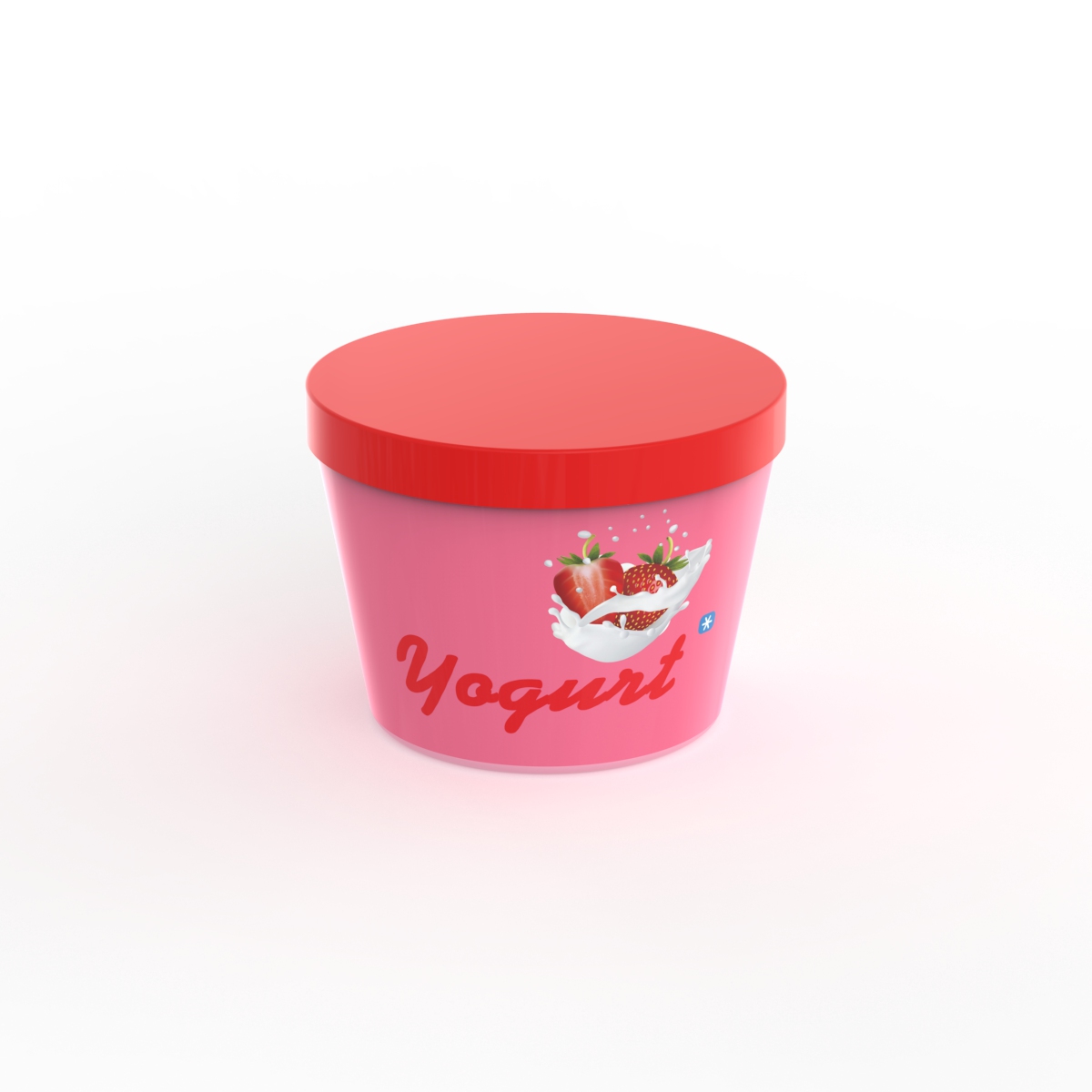 Yogurt Strawberry With Cap Jar 01 3D Model