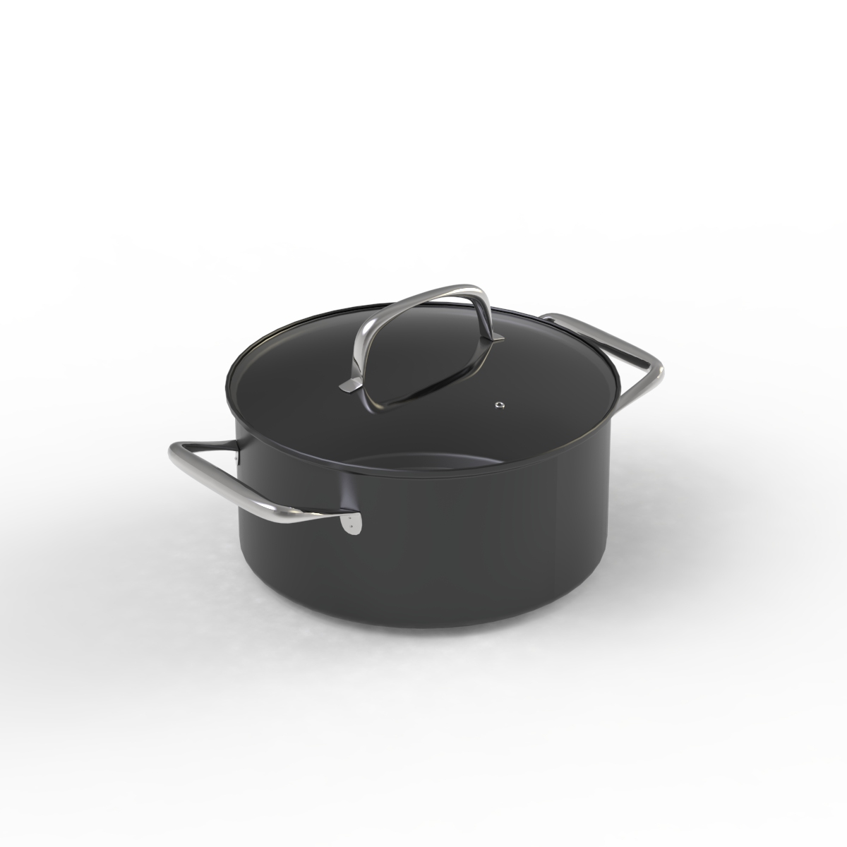Black Metal Handle Pan 01 3D Model