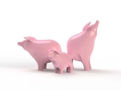 Figurines Ceramic Pigs 01 3D Model