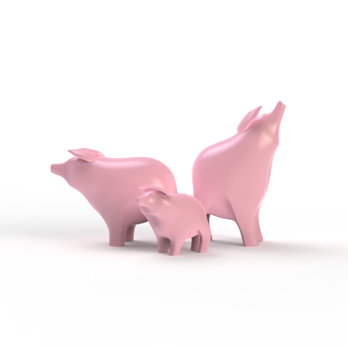 Figurines Ceramic Pigs 01 3D Model