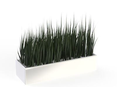 Ceramic White Rectangular And Plant Pot 16 3D Model
