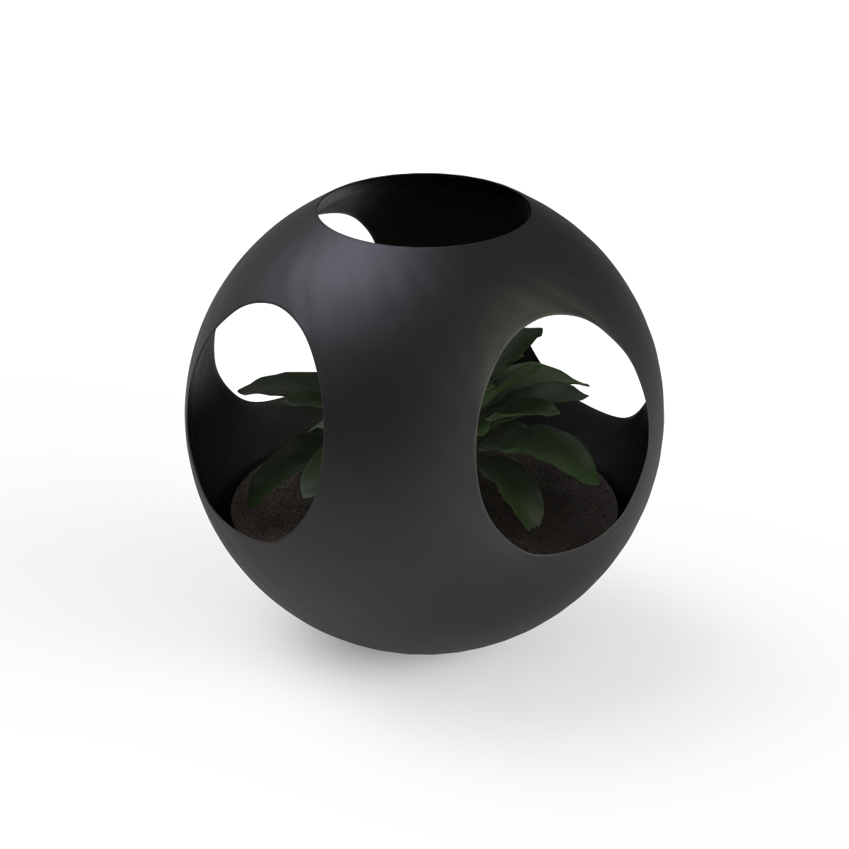 Ceramic Black And Flowers Pot 11 3D Model