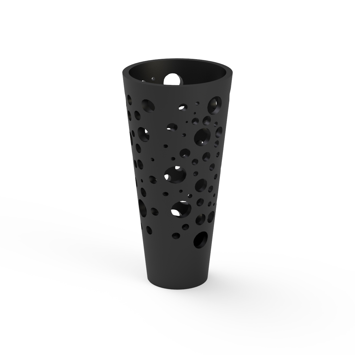 Round Plastic Black Pot 07 3D Model
