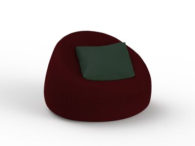 Armchair Fabric Brown Pouf 02 3D Model