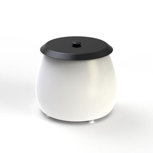 Pot Ceramic White With Cap Round_11