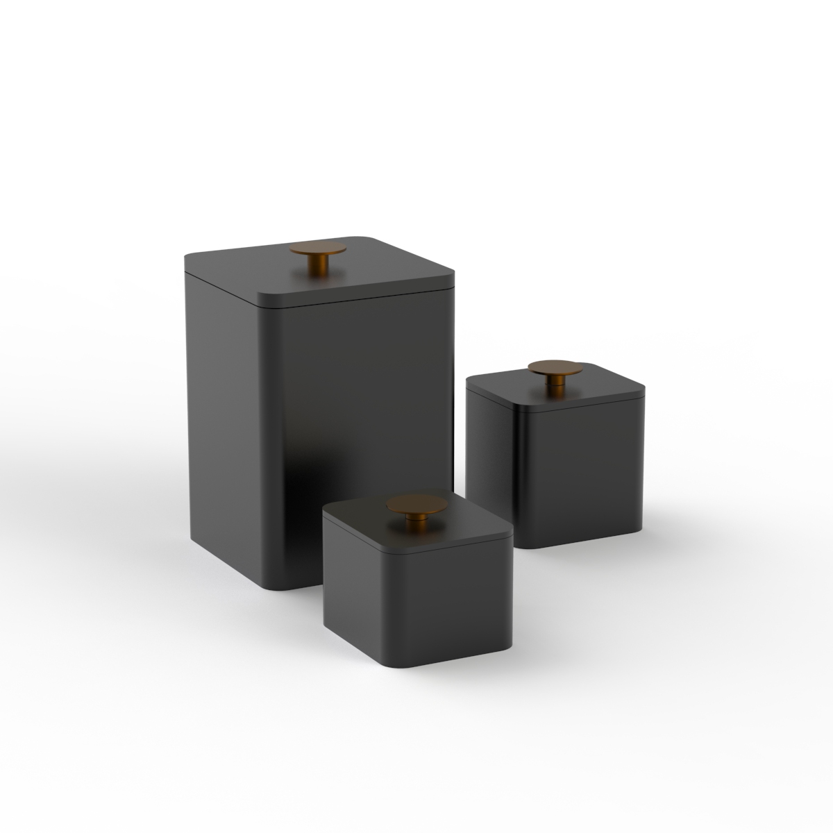 Squared Black Set Pots 01 3D Model