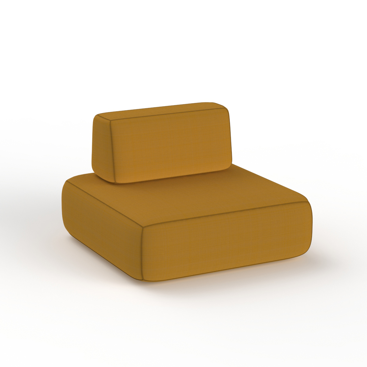 Armchair Fabric Orange Pouf 03 3D Model