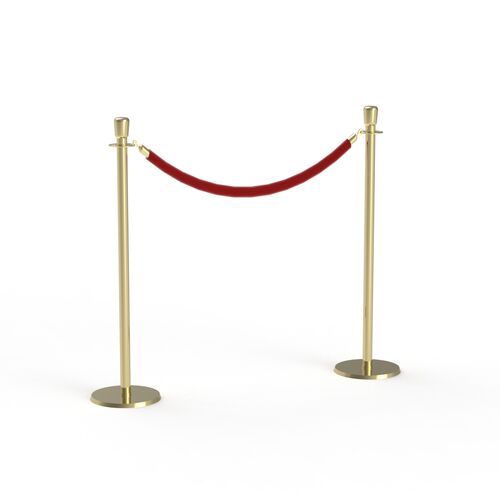 Red Barriers Brass Stand Rope 01 3D Model