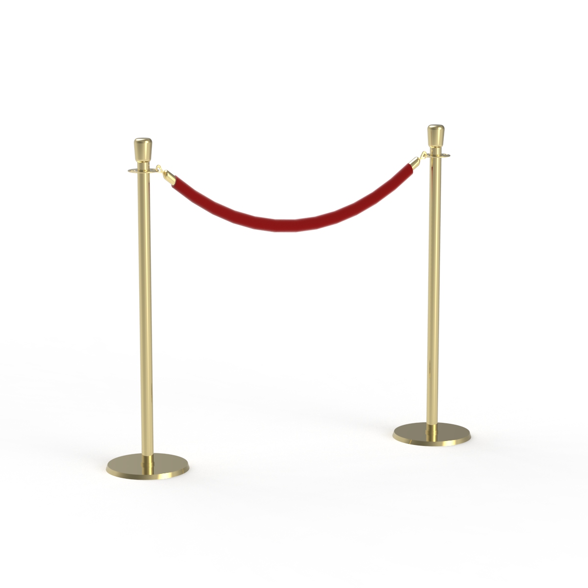 Red Barriers Brass Stand Rope 01 3D Model