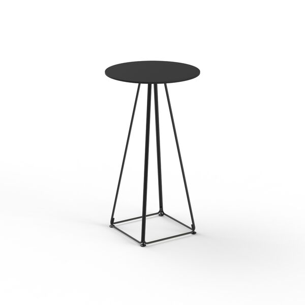 Round Black Top Metal Stand Table 02 3D Model