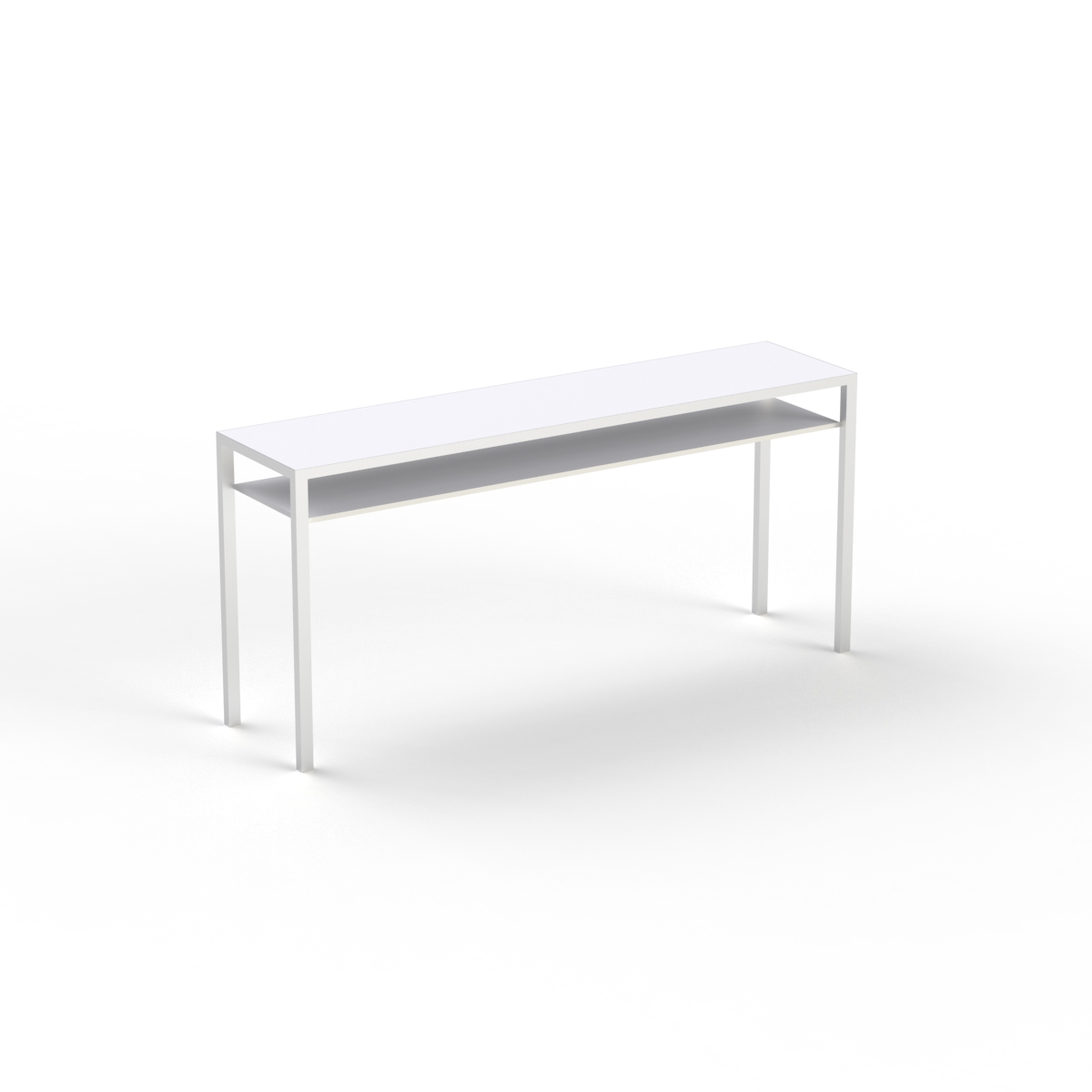 High Rectangular White Wood Table 02 3D Model
