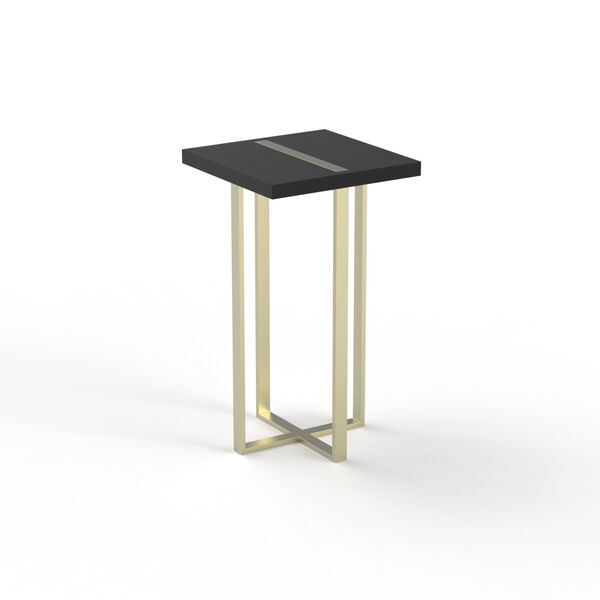High Square Wood Top Metal Stand Table 03 3D Model
