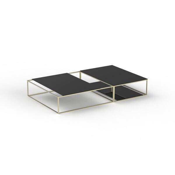 Table Low Rectangular Top Wood Metal Stand_01