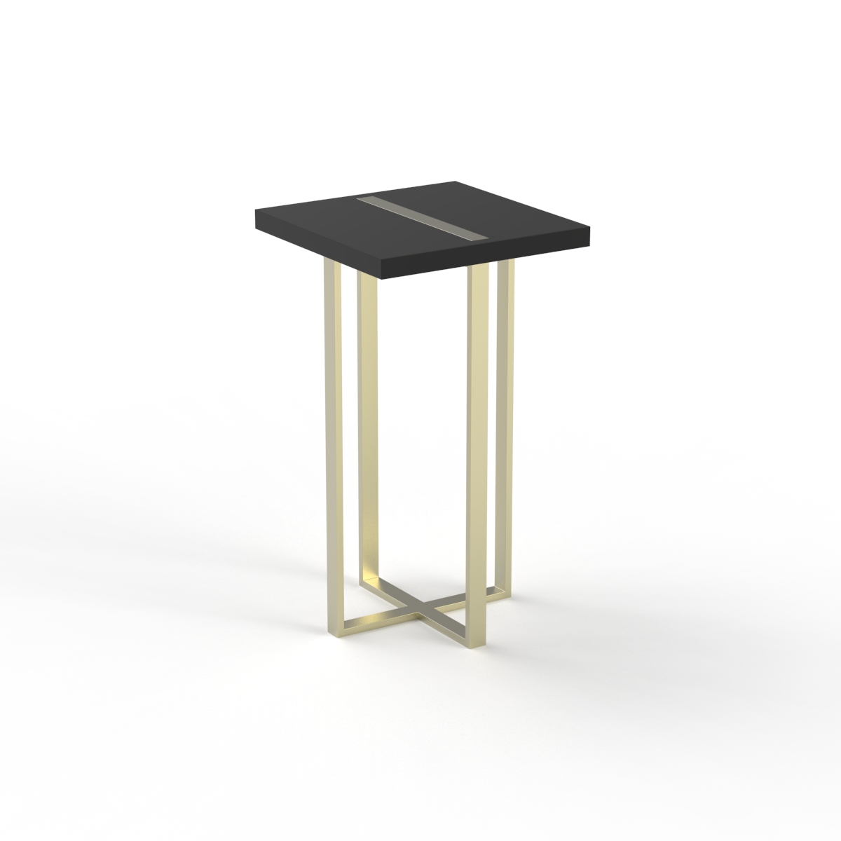 High Square Wood Top Metal Stand Table 03 3D Model