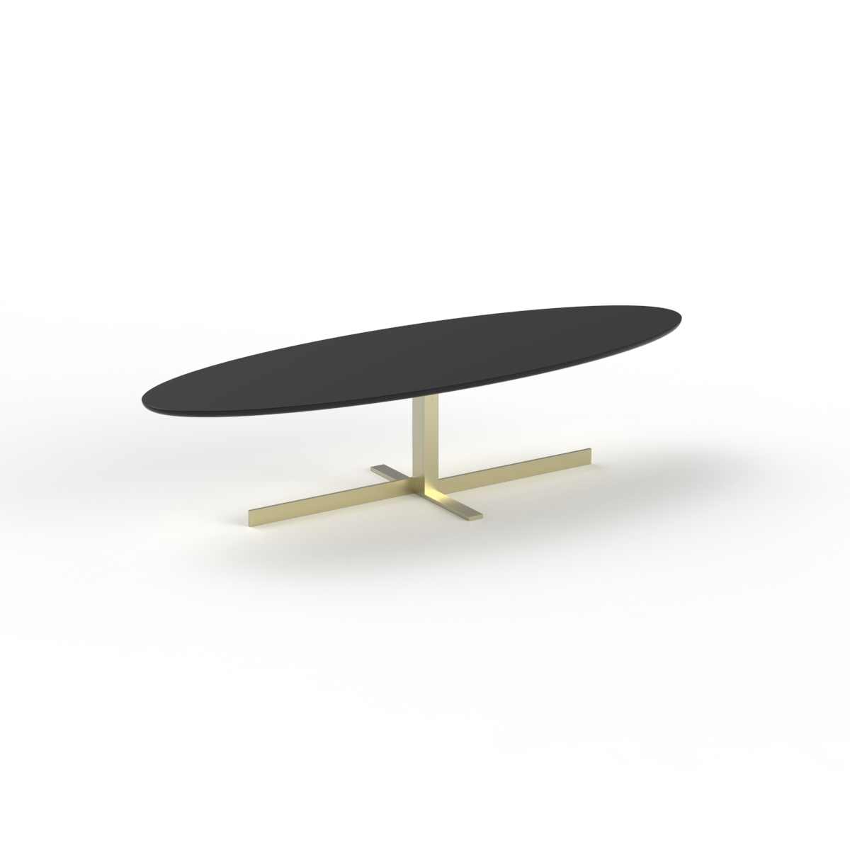 Low Oval Top Wood Metal Stand Table 01 3D Model