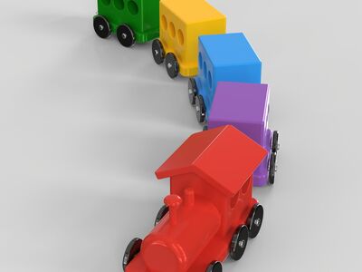 Train Toy Wooden 3D Model