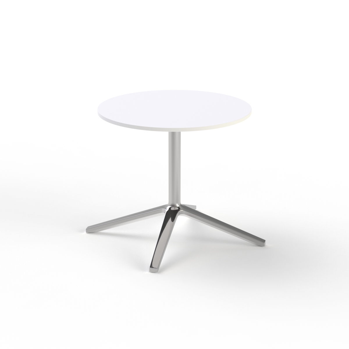 Low Round White Top Metal Stand Table 02 3D Model