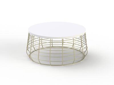 Low Round White Top Metal Frame Stand Table 04 3D Model