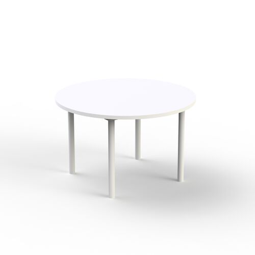 Round White Top Metal Legs Table 03 3D Model