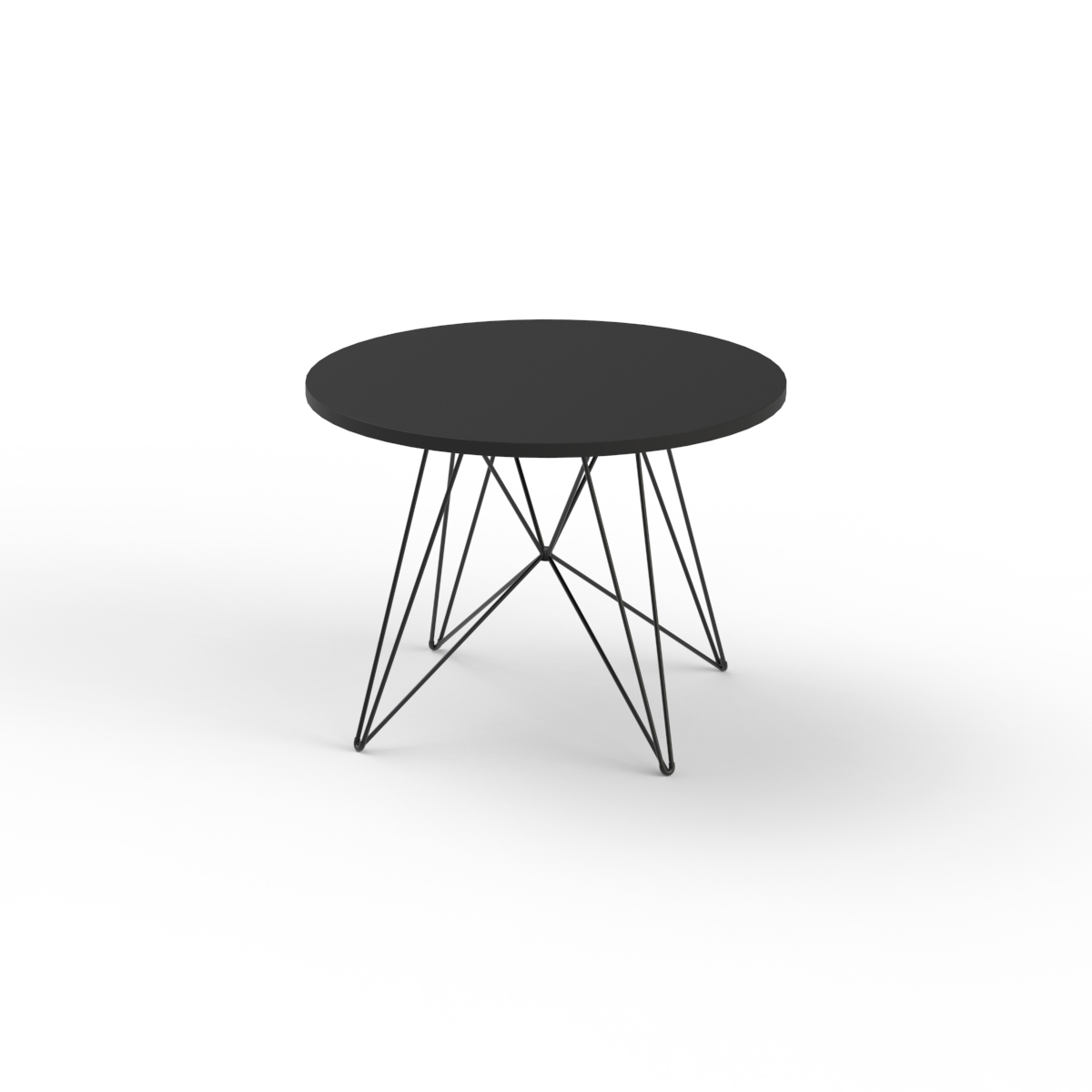 Round Black Top Metal Frame Table 02 3D Model