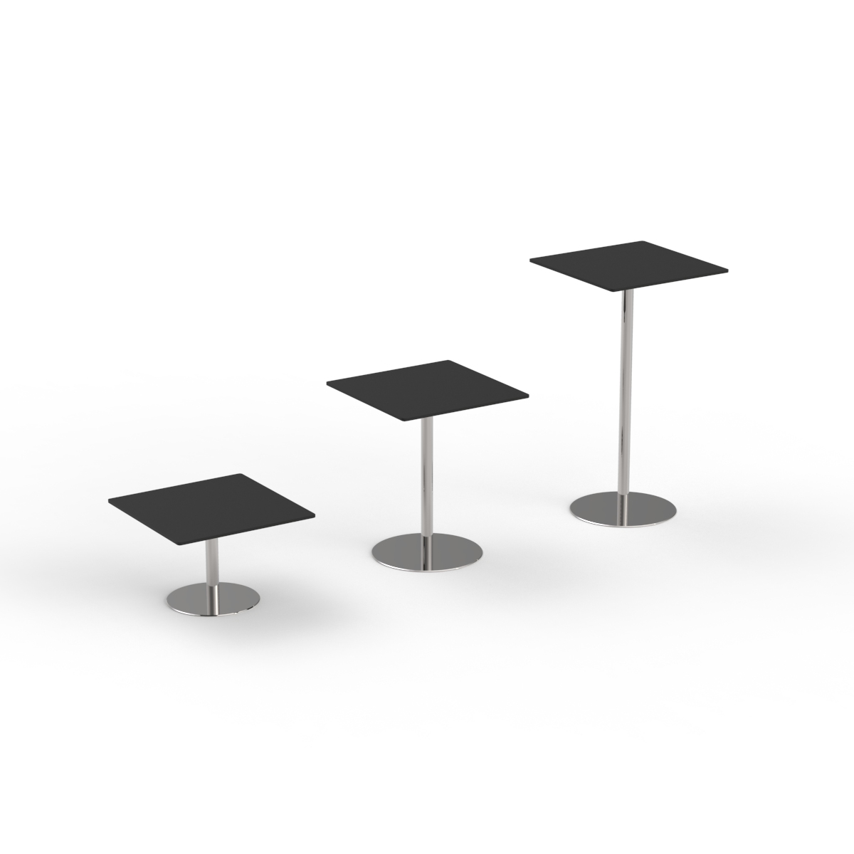 Square Wood Top Metal Stand Tables Set 01 3D Model