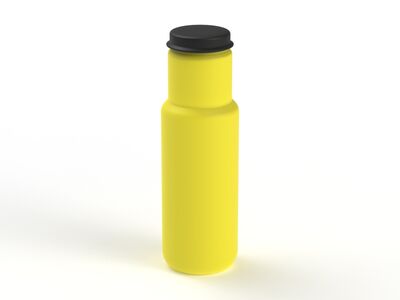 Bottle Yellow Plastic Black Cap Water 01 3D Model