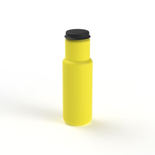 Water Bottle Yellow Plastic Black Cap_01