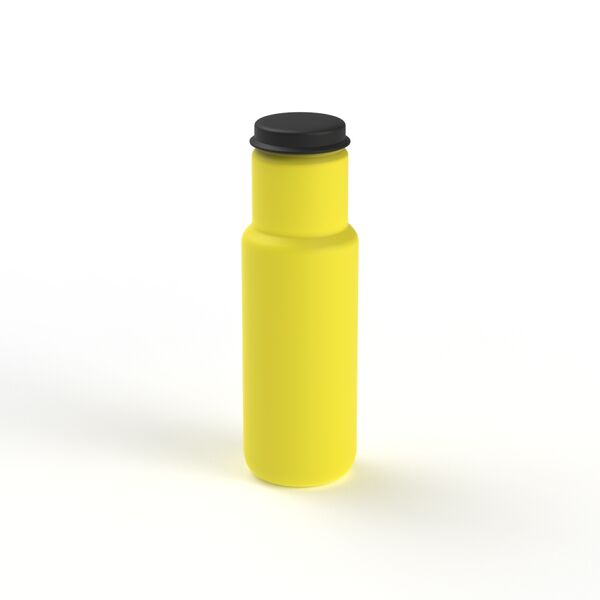 Water Bottle Yellow Plastic Black Cap_01