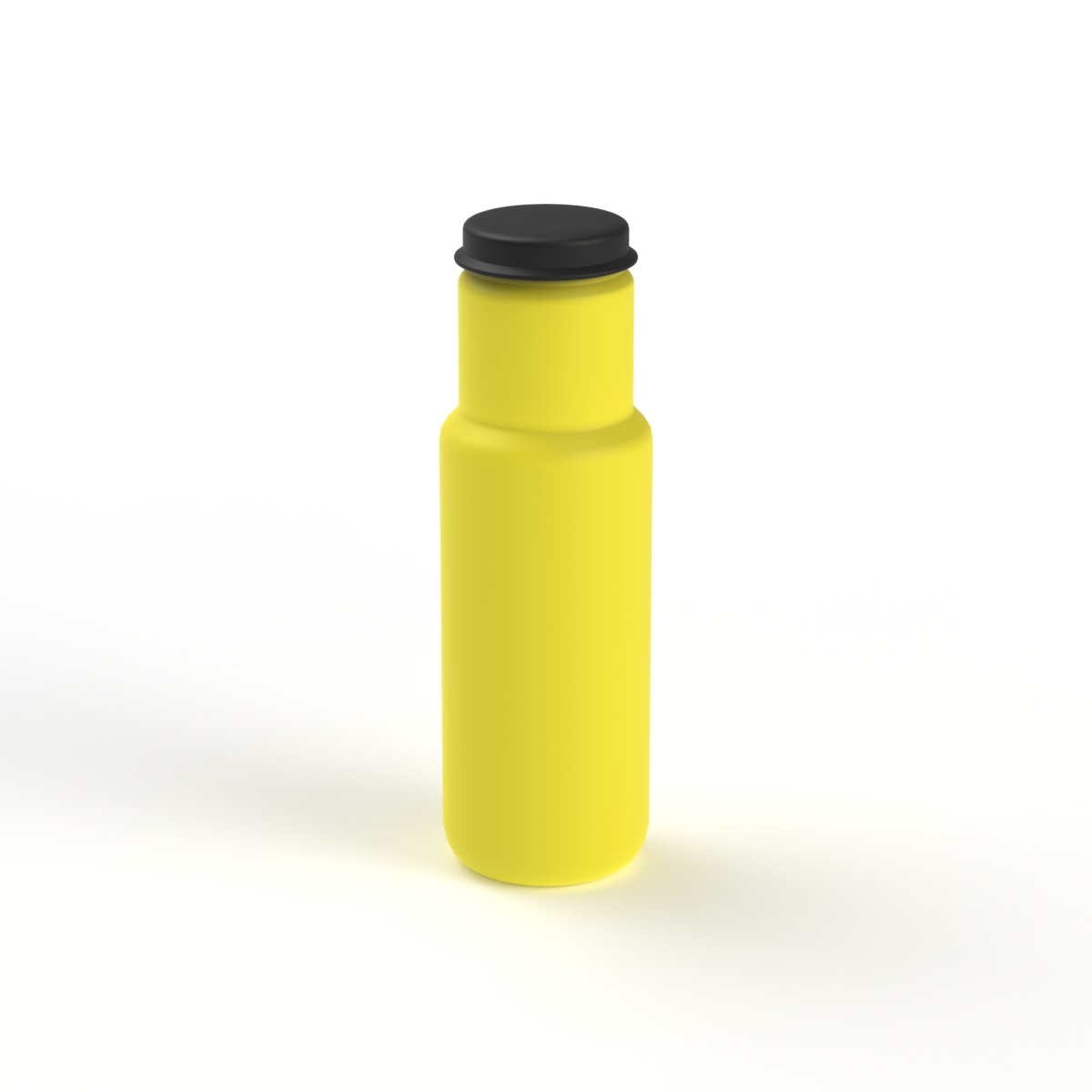 Bottle Yellow Plastic Black Cap Water 01 3D Model