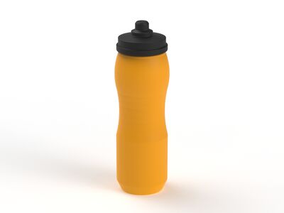 Bottle Orange Plastic Black Cap Water 03 3D Model