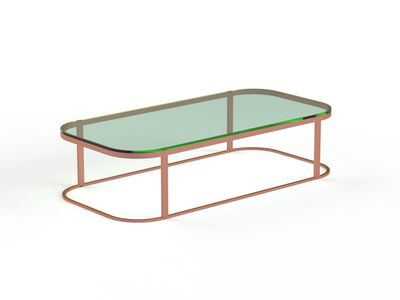 Low Rectangular Glass Top Metal Stand Table 09 3D Model