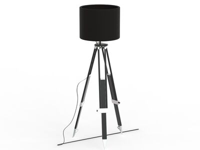 Floor Black Metal Legs Lamp 01 3D Model